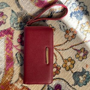 Burgundy wristlet wallet